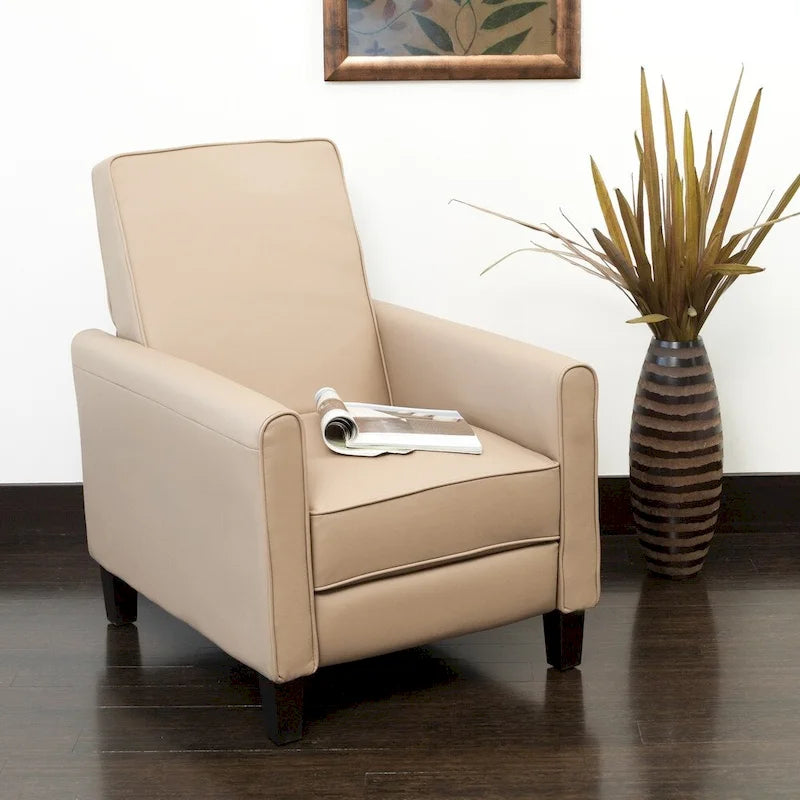 Darvis Black Bonded Leather Recliner Club Chair by Christopher Knight Home