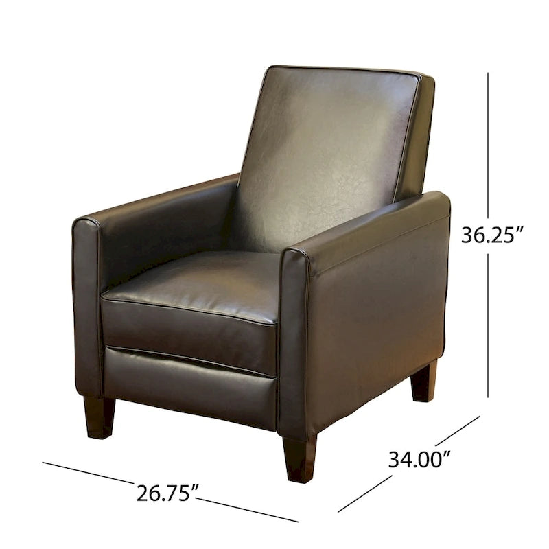 Darvis Black Bonded Leather Recliner Club Chair by Christopher Knight Home