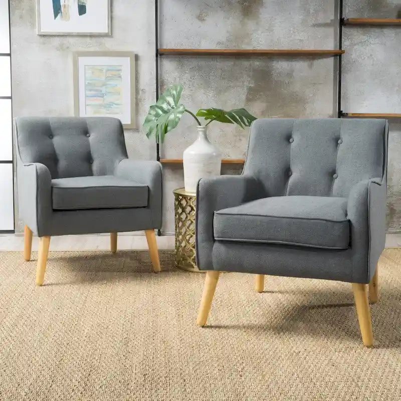 Felicity Mid-Century Modern Fabric Tufted Arm Chair (Set of 2) by Christopher Knight Home