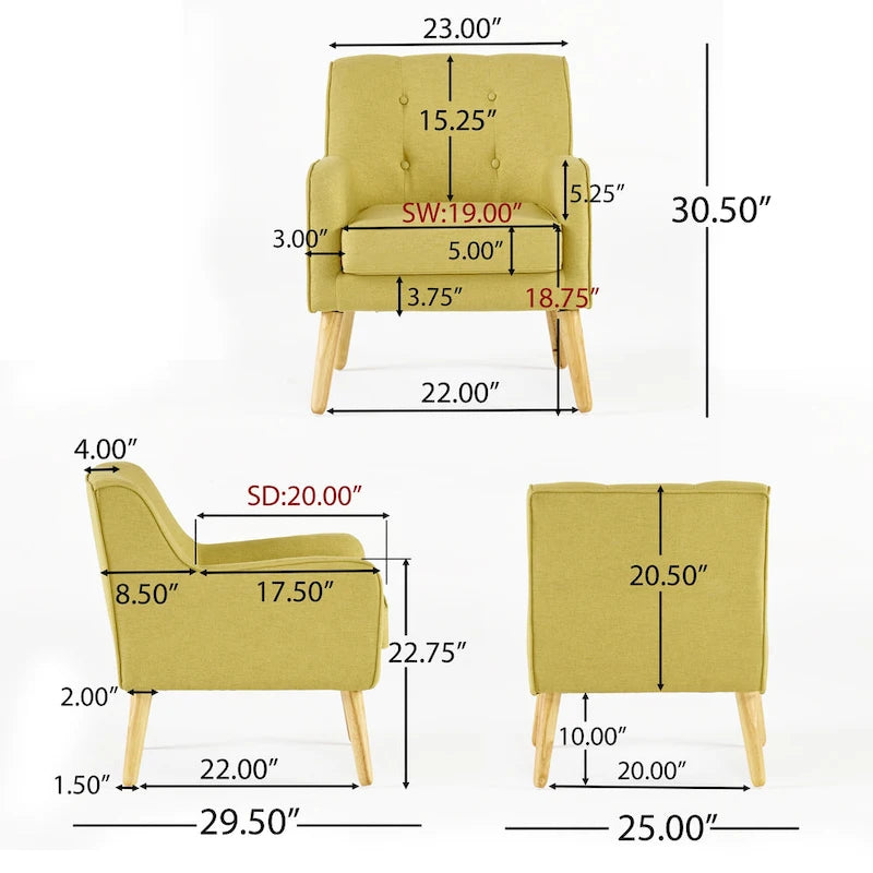 Felicity Mid-Century Modern Fabric Tufted Arm Chair (Set of 2) by Christopher Knight Home