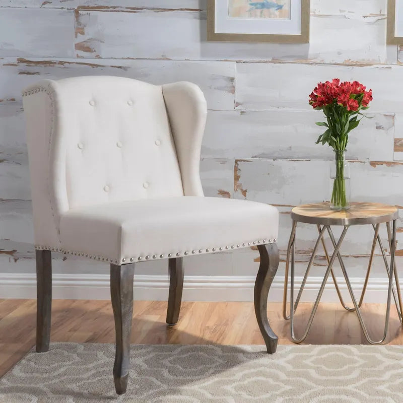 Niclas Wing Back Studded Fabric Accent Chair by Christopher Knight Home