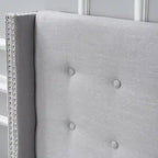 Kendrah Adjustable Full/Queen Wing-back Studded Fabric Headboard by Christopher Knight Home