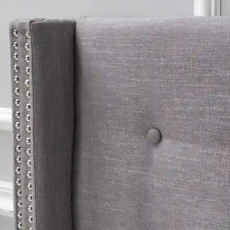 Kendrah Adjustable Full/Queen Wing-back Studded Fabric Headboard by Christopher Knight Home