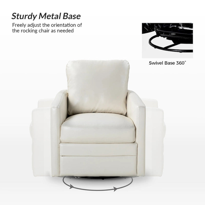 Terrance Transitional Swivel Faux Leather Barrel Accent Chair with Metal Base