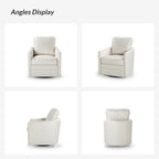 Terrance Transitional Swivel Faux Leather Barrel Accent Chair with Metal Base