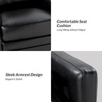 Terrance Transitional Swivel Faux Leather Barrel Accent Chair with Metal Base