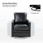 Terrance Transitional Swivel Faux Leather Barrel Accent Chair with Metal Base