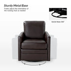 Terrance Transitional Swivel Faux Leather Barrel Accent Chair with Metal Base