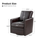 Terrance Transitional Swivel Faux Leather Barrel Accent Chair with Metal Base