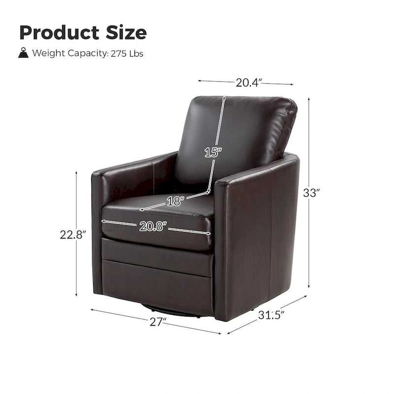 Terrance Transitional Swivel Faux Leather Barrel Accent Chair with Metal Base