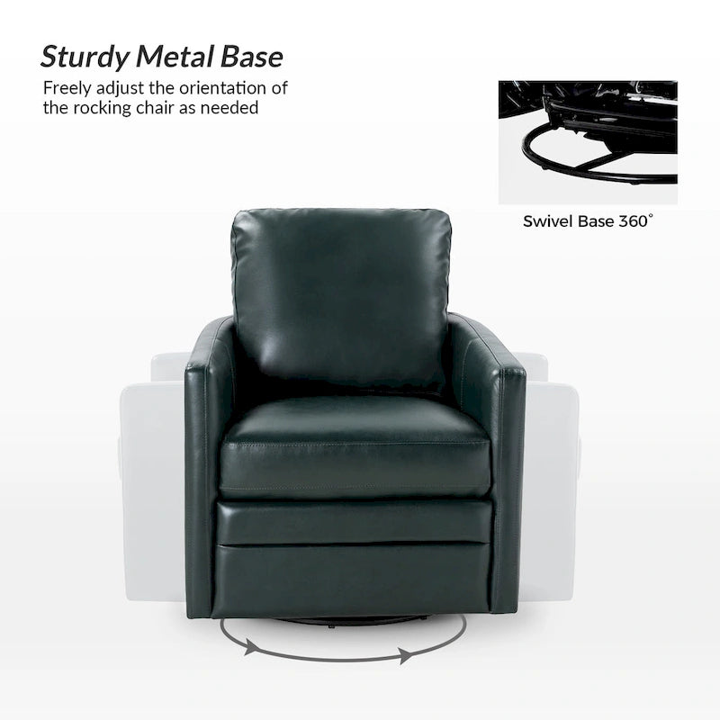 Terrance Transitional Swivel Faux Leather Barrel Accent Chair with Metal Base
