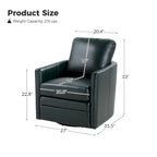 Terrance Transitional Swivel Faux Leather Barrel Accent Chair with Metal Base