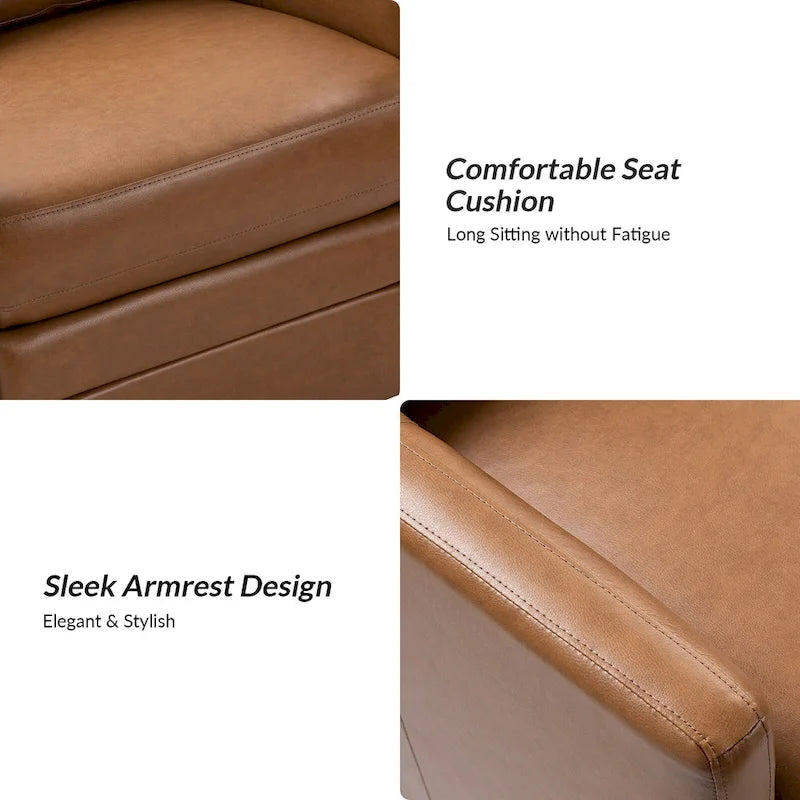 Terrance Transitional Swivel Faux Leather Barrel Accent Chair with Metal Base