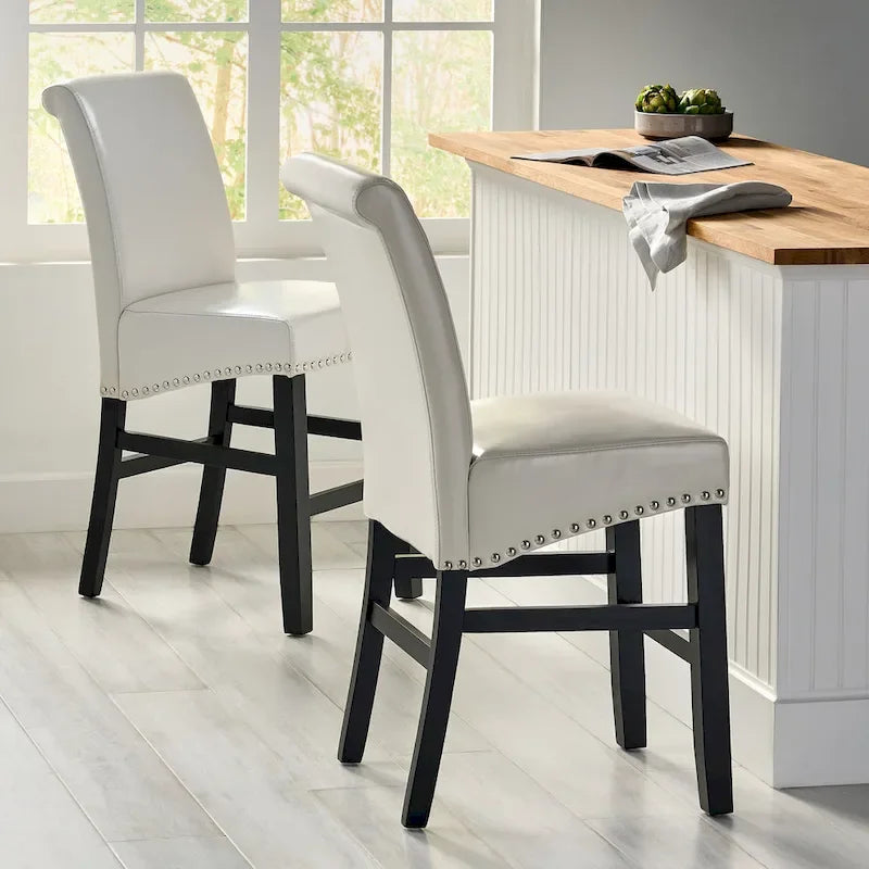 Lisette 41-inch Leather Counter Stool (Set of 2) by Christopher Knight Home