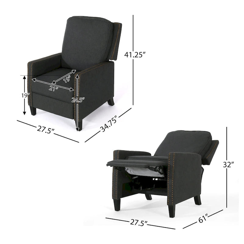 Cecelia Traditional Fabric Pushback Recliner by Christopher Knight Home
