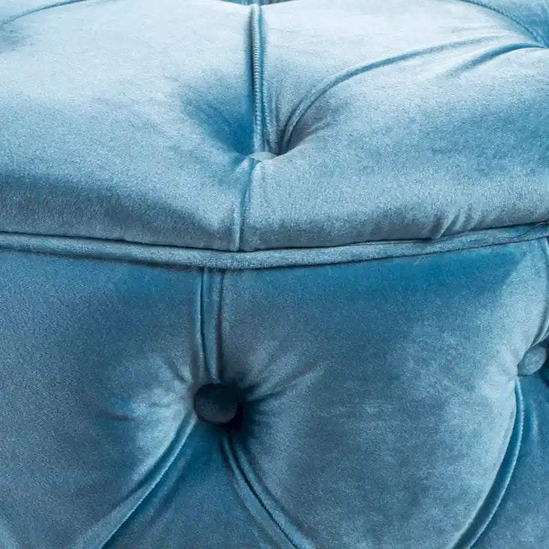 Zelfa Modern Glam Tufted Velvet Round Ottoman by Christopher Knight Home