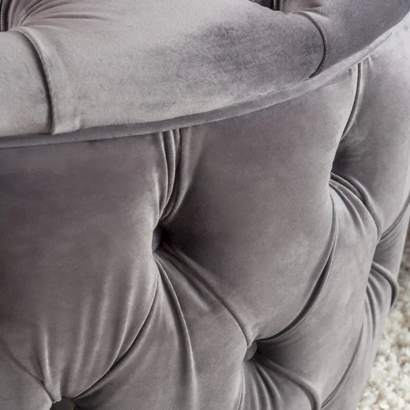 Zelfa Modern Glam Tufted Velvet Round Ottoman by Christopher Knight Home