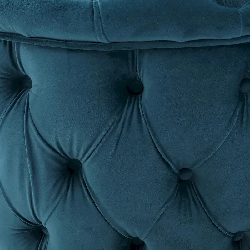 Zelfa Modern Glam Tufted Velvet Round Ottoman by Christopher Knight Home