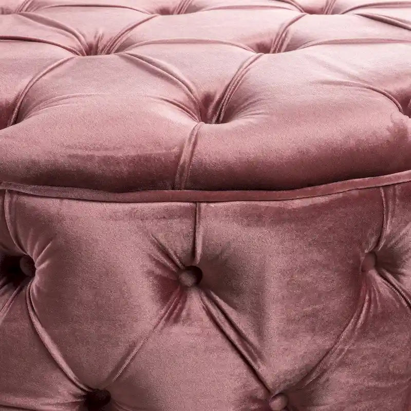 Zelfa Modern Glam Tufted Velvet Round Ottoman by Christopher Knight Home
