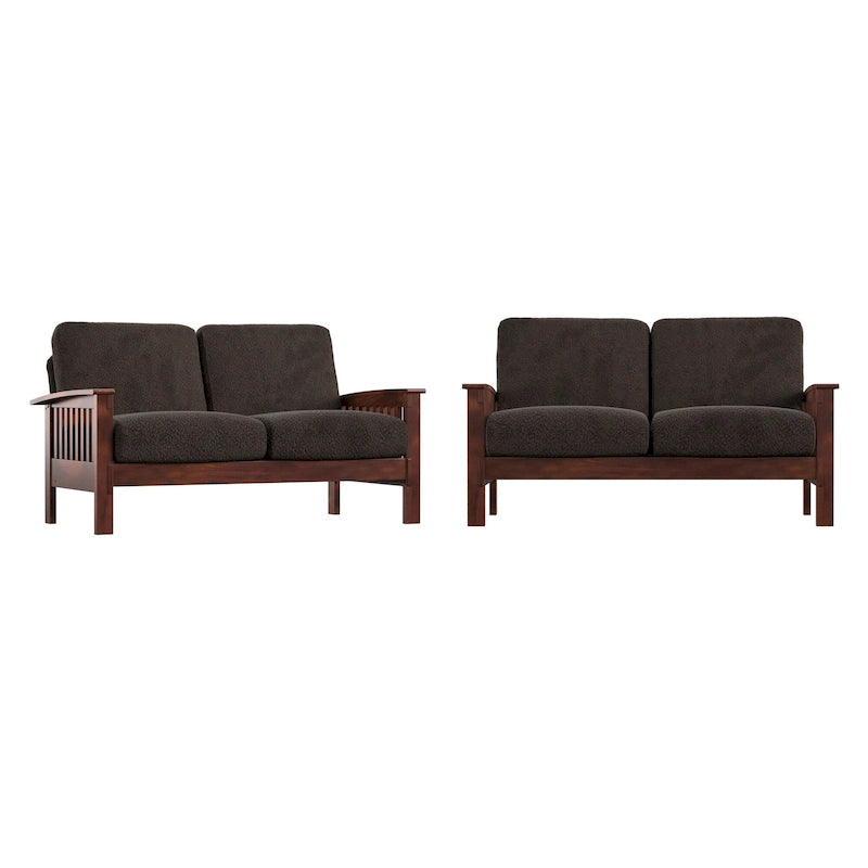 Sigulda Mission-Style Wood Loveseat