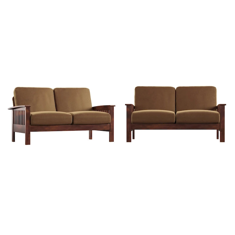 Sigulda Mission-Style Wood Loveseat