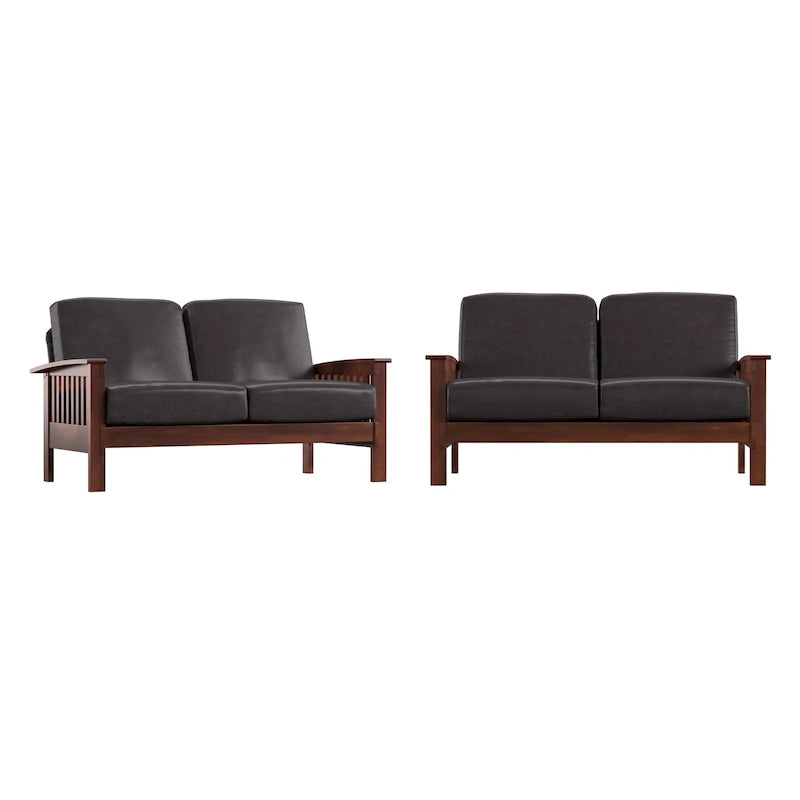 Sigulda Mission-Style Wood Loveseat