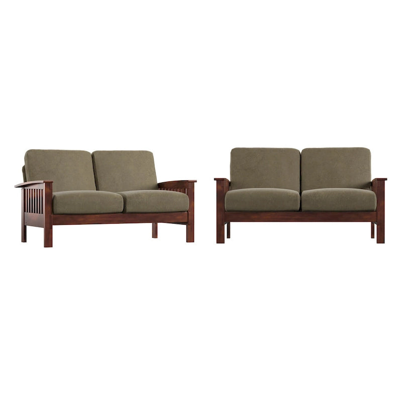 Sigulda Mission-Style Wood Loveseat