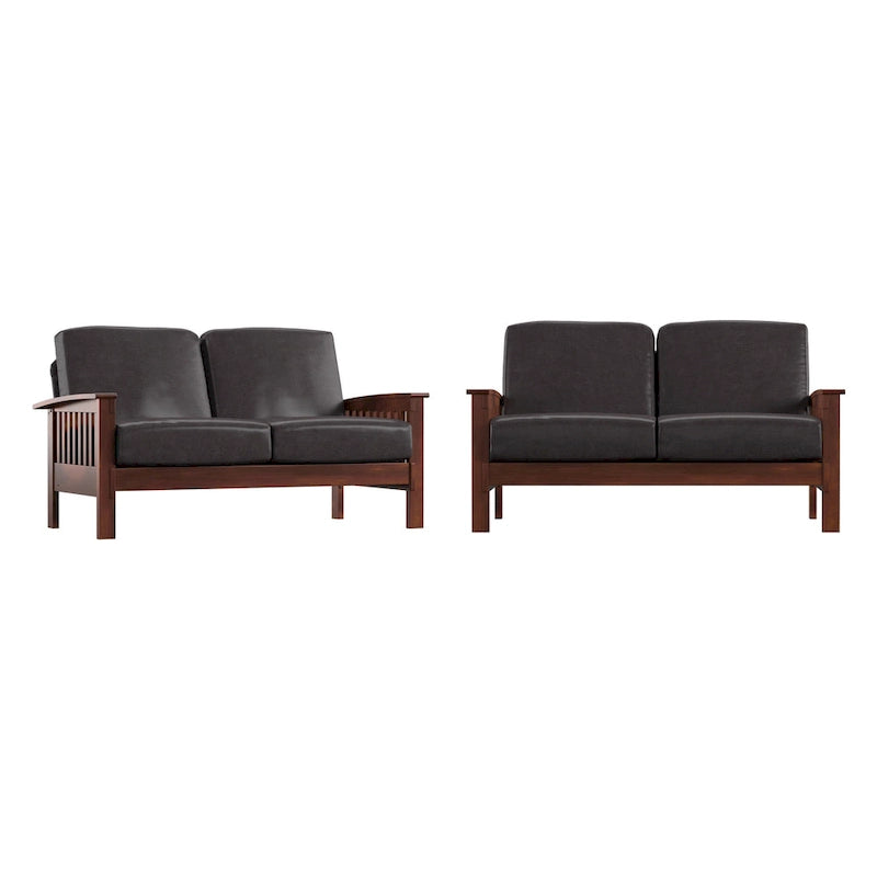 Sigulda Mission-Style Wood Loveseat