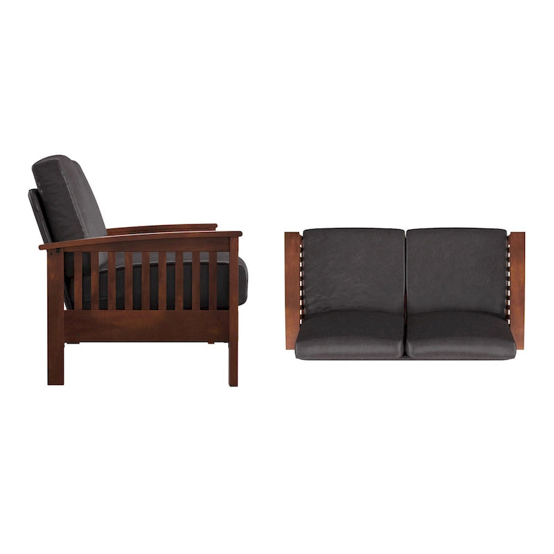 Sigulda Mission-Style Wood Loveseat