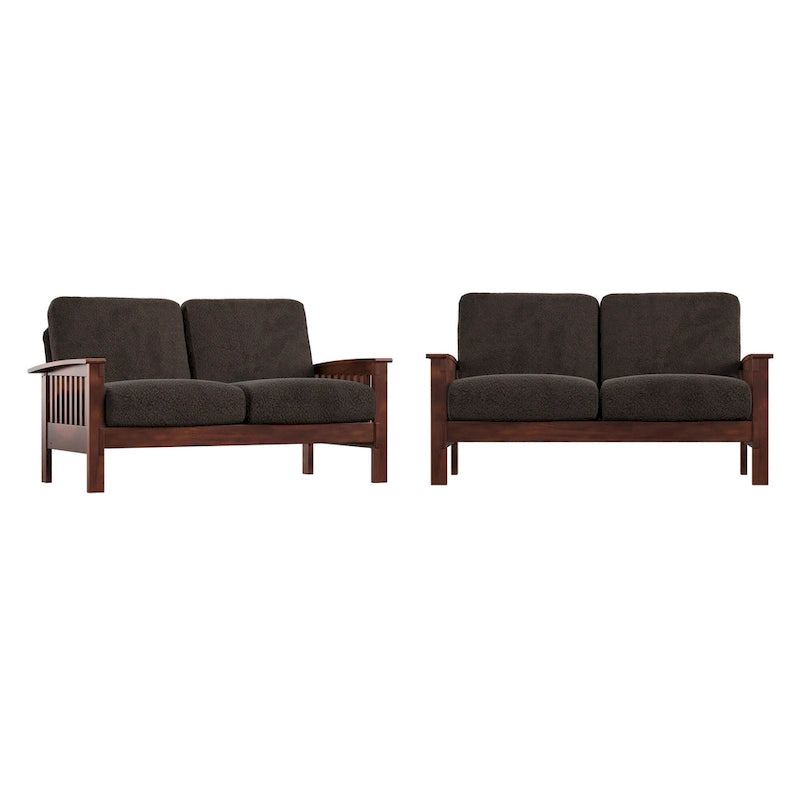 Sigulda Mission-Style Wood Loveseat