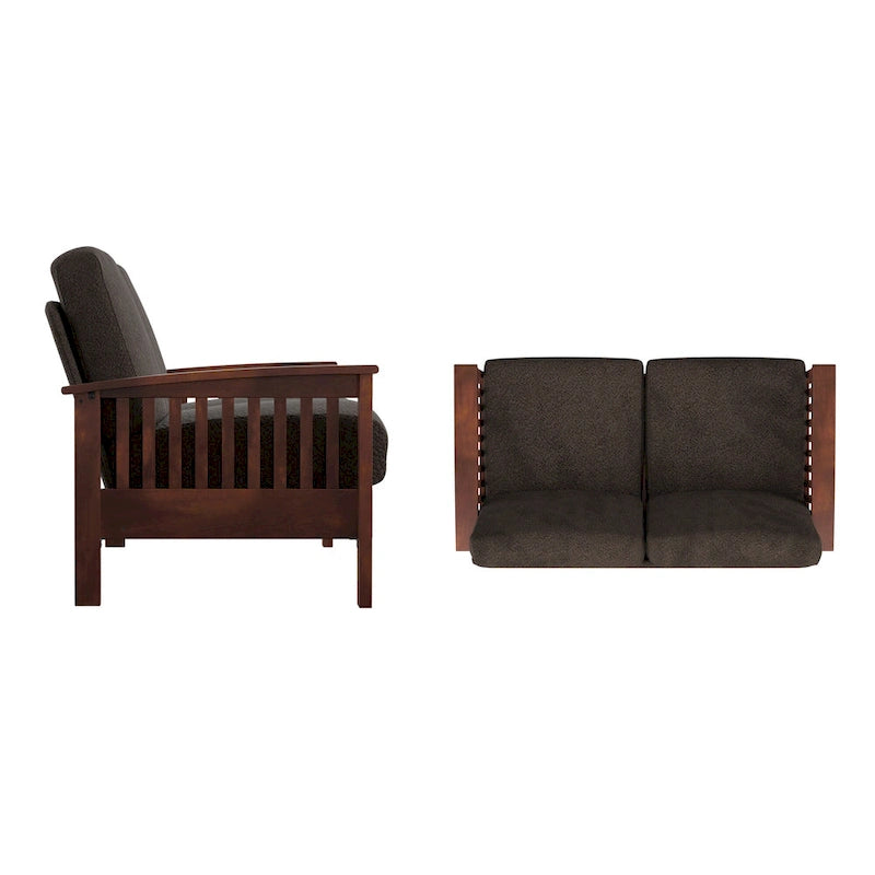 Sigulda Mission-Style Wood Loveseat