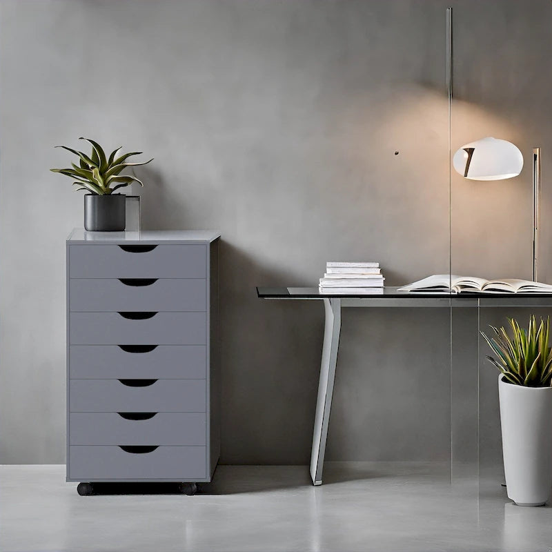 7-Drawer Office Storage Rolling File Cabinet , Mobile Desk Filing Drawer Unit with Swivel Casters, Craft Storage for Home,Office