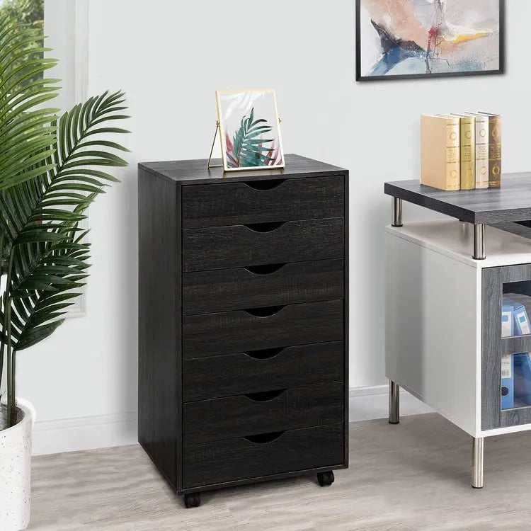 7-Drawer Office Storage Rolling File Cabinet , Mobile Desk Filing Drawer Unit with Swivel Casters, Craft Storage for Home,Office