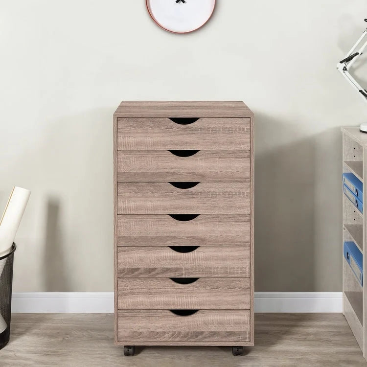 7-Drawer Office Storage Rolling File Cabinet , Mobile Desk Filing Drawer Unit with Swivel Casters, Craft Storage for Home,Office