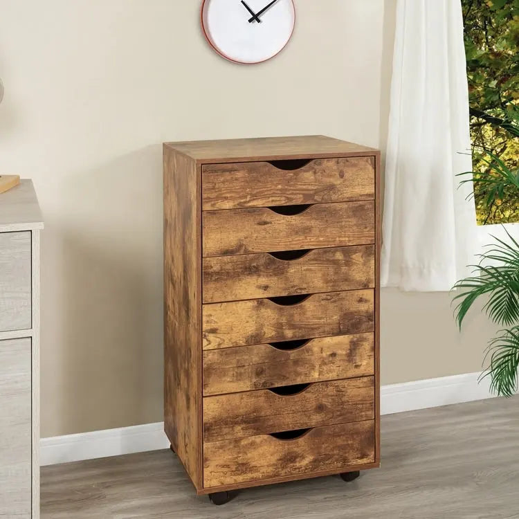7-Drawer Office Storage Rolling File Cabinet , Mobile Desk Filing Drawer Unit with Swivel Casters, Craft Storage for Home,Office