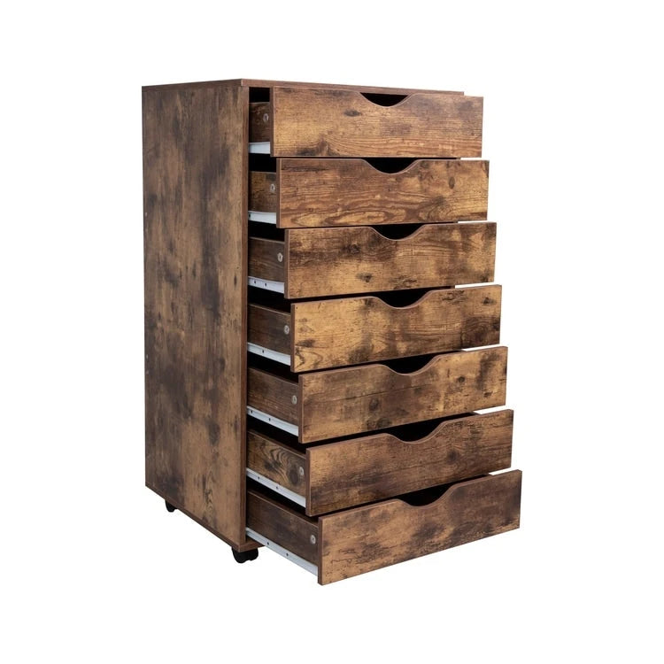 7-Drawer Office Storage Rolling File Cabinet , Mobile Desk Filing Drawer Unit with Swivel Casters, Craft Storage for Home,Office