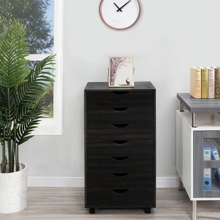 7-Drawer Office Storage Rolling File Cabinet , Mobile Desk Filing Drawer Unit with Swivel Casters, Craft Storage for Home,Office