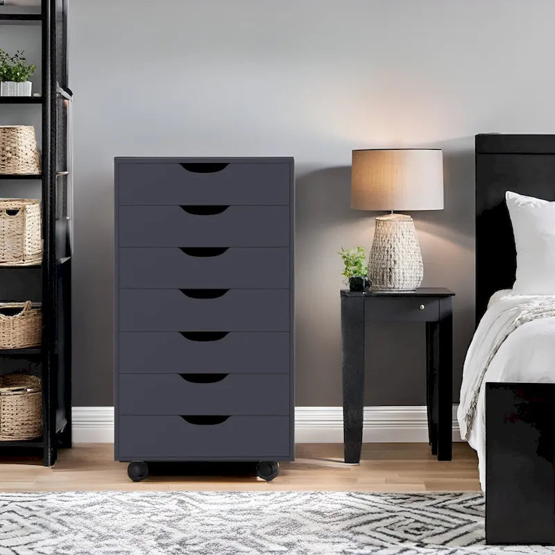 7-Drawer Office Storage Rolling File Cabinet , Mobile Desk Filing Drawer Unit with Swivel Casters, Craft Storage for Home,Office