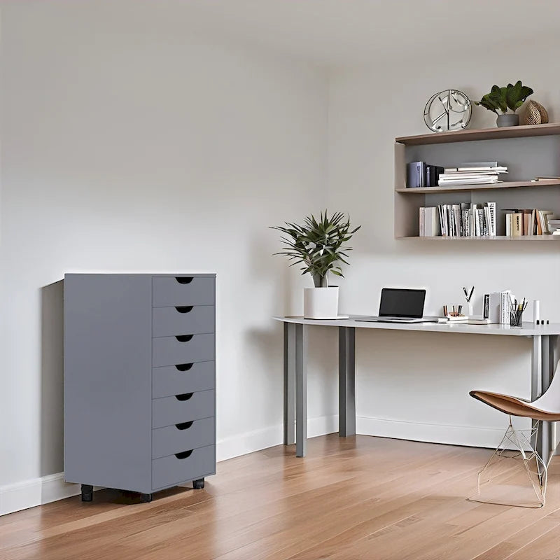 7-Drawer Office Storage Rolling File Cabinet , Mobile Desk Filing Drawer Unit with Swivel Casters, Craft Storage for Home,Office