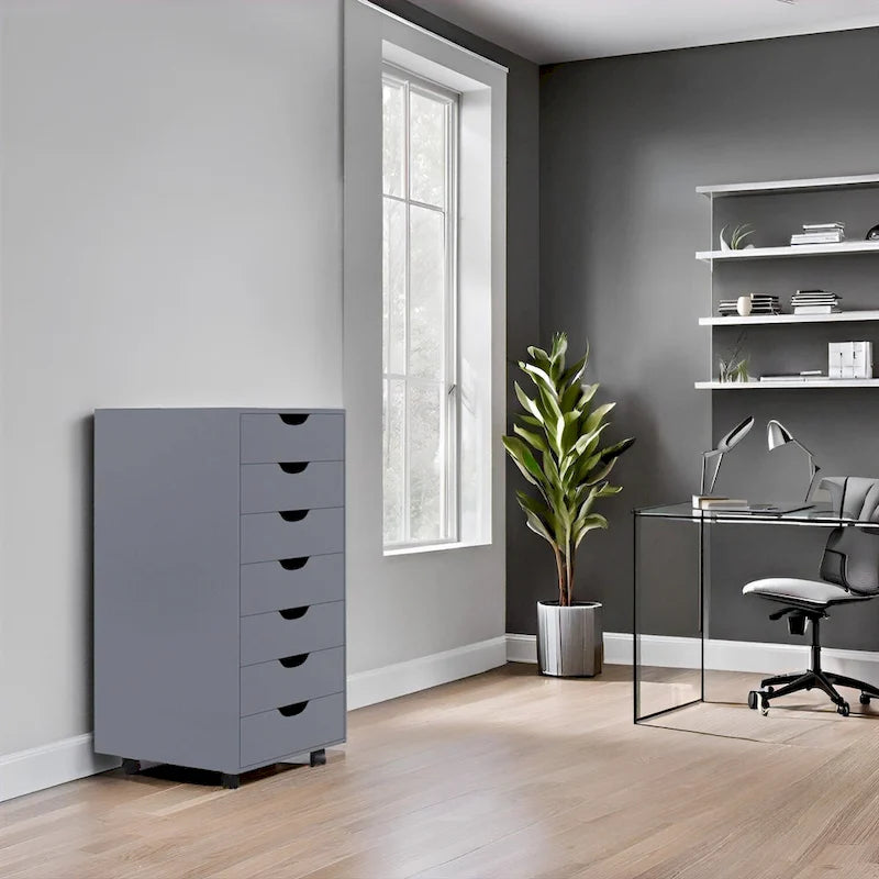 7-Drawer Office Storage Rolling File Cabinet , Mobile Desk Filing Drawer Unit with Swivel Casters, Craft Storage for Home,Office