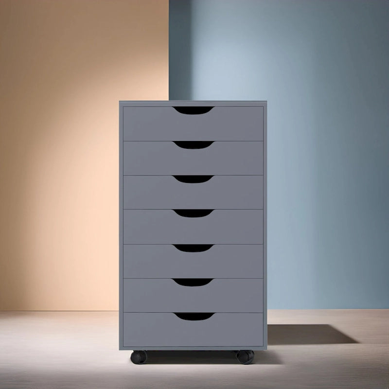 7-Drawer Office Storage Rolling File Cabinet , Mobile Desk Filing Drawer Unit with Swivel Casters, Craft Storage for Home,Office