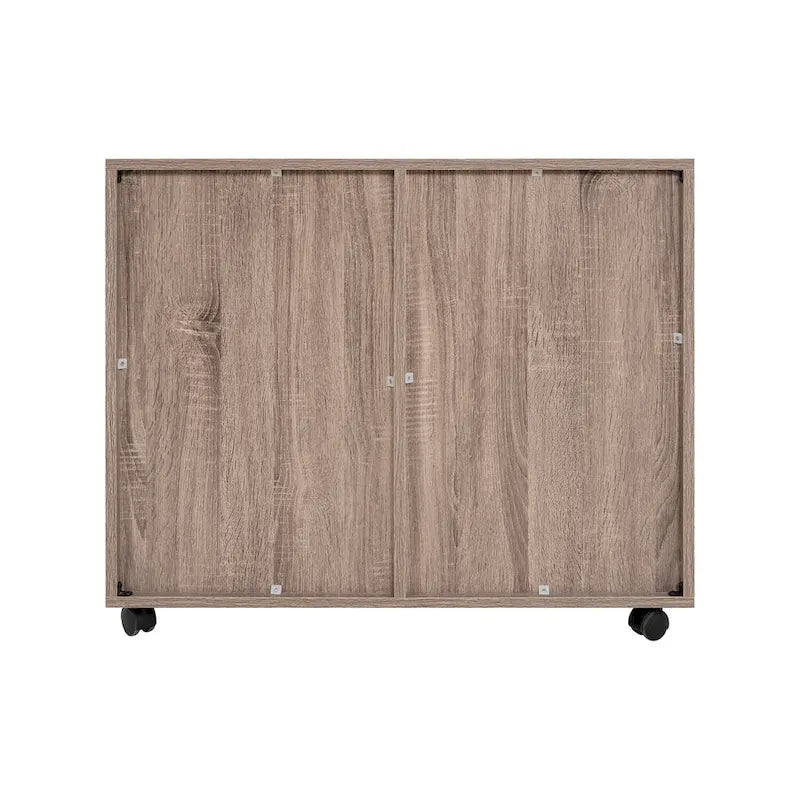 5-Drawer Wood Storage Dresser Cabinet with Wheels - Craft Organizer and Makeup Drawer Unit for Closet and Bedroom