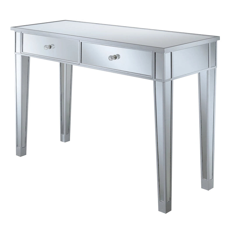 Convenience Concepts Gold Coast Mirrored 2 Drawer Desk/Console Table