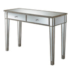 Convenience Concepts Gold Coast Mirrored 2 Drawer Desk/Console Table