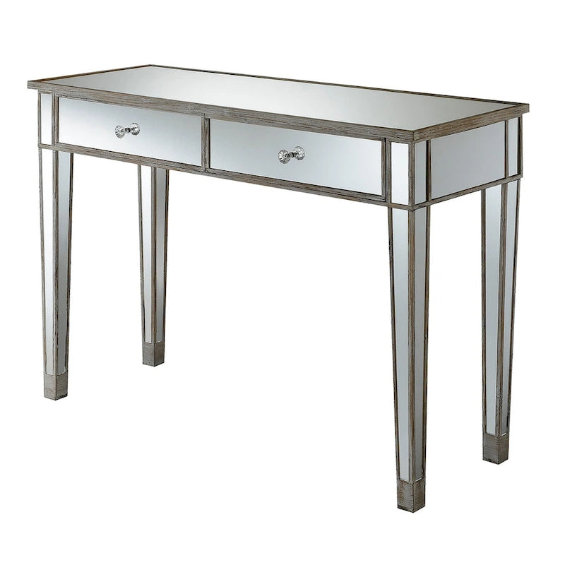 Convenience Concepts Gold Coast Mirrored 2 Drawer Desk/Console Table