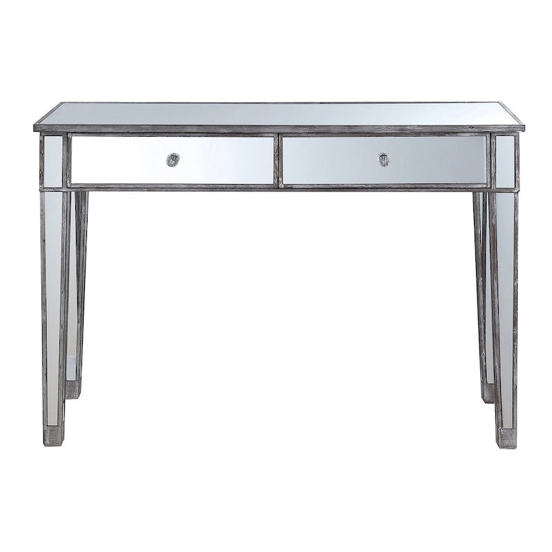 Convenience Concepts Gold Coast Mirrored 2 Drawer Desk/Console Table
