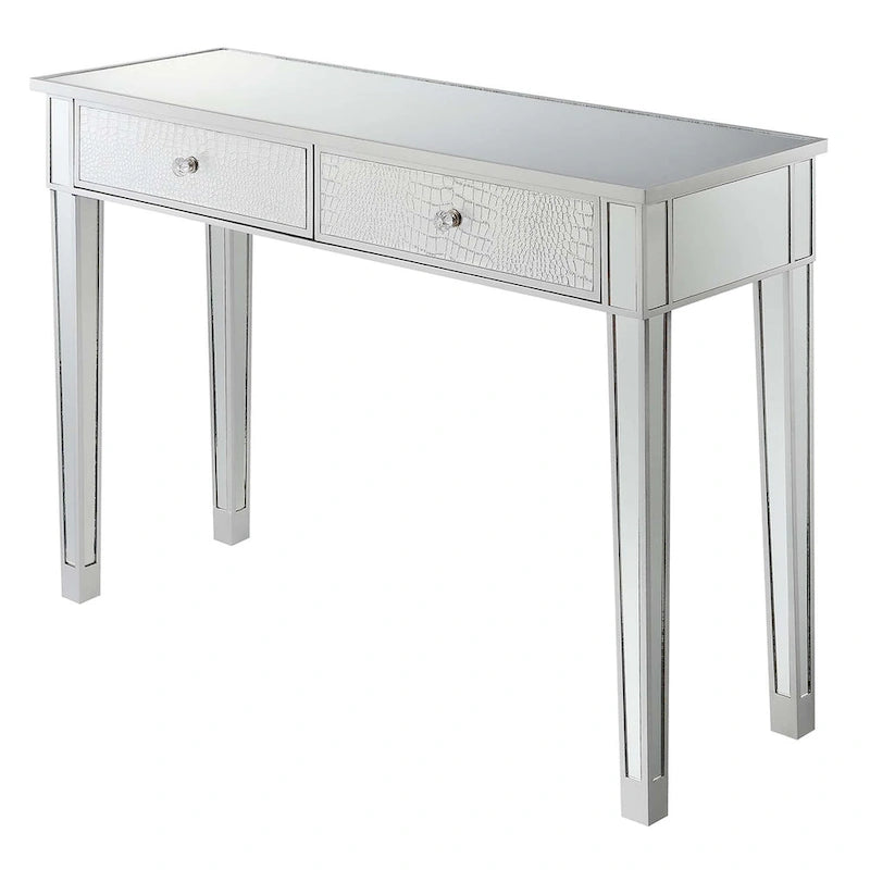 Convenience Concepts Gold Coast Mirrored 2 Drawer Desk/Console Table