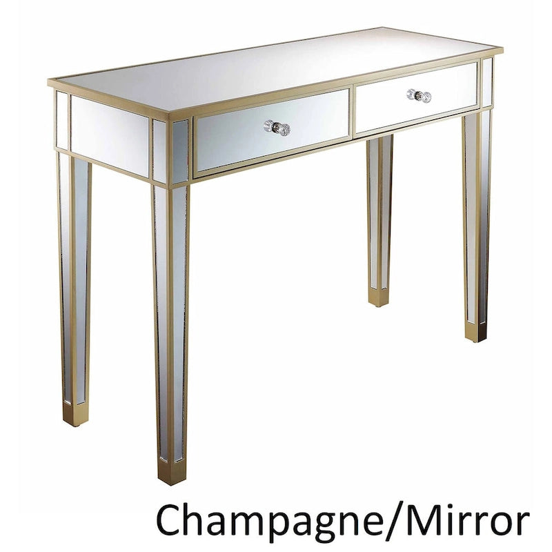 Convenience Concepts Gold Coast Mirrored 2 Drawer Desk/Console Table