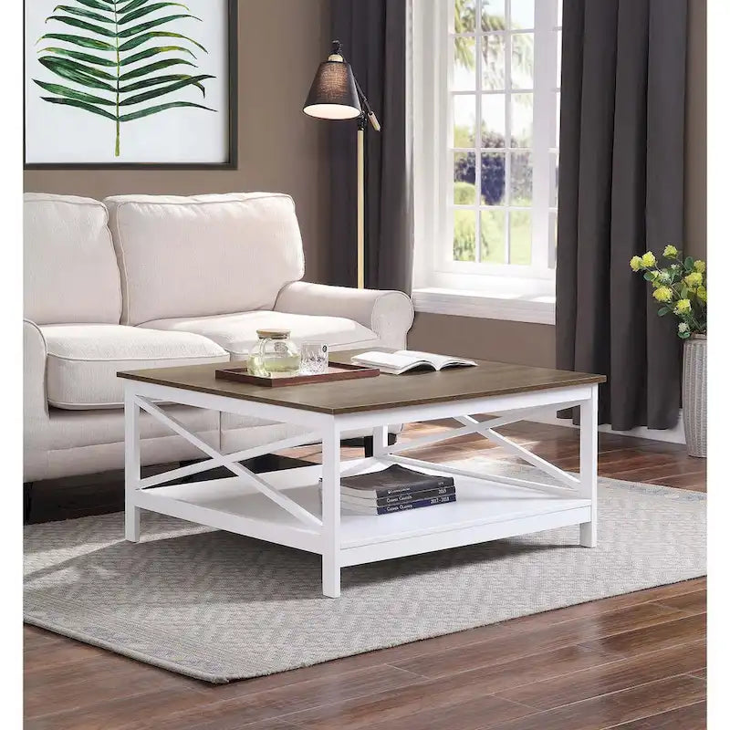Convenience Concepts Oxford 36 Square Coffee Table with Shelf