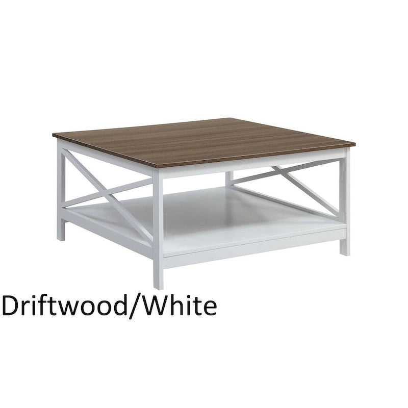 Convenience Concepts Oxford 36 Square Coffee Table with Shelf